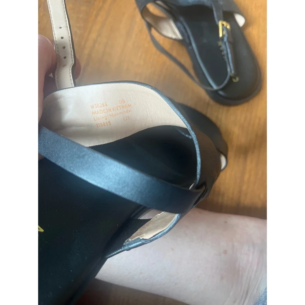 Cole Haan Fawn Black Leather Flat Footbed Sandals Size 11